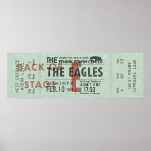 Poster O Ingresso do Show do Eagles – Arte de Rock Vintag