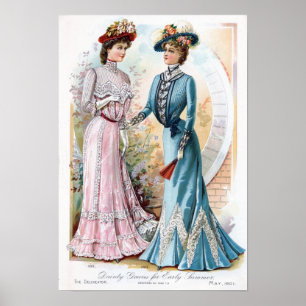 Póster O início do verão de Edwardian do vintage veste