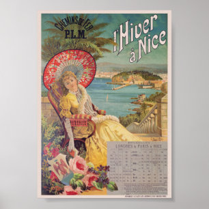 Poster O Inverno em Nice Cartaz Vintage 1892