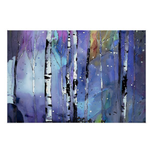 Póster O inverno no Birch Woods