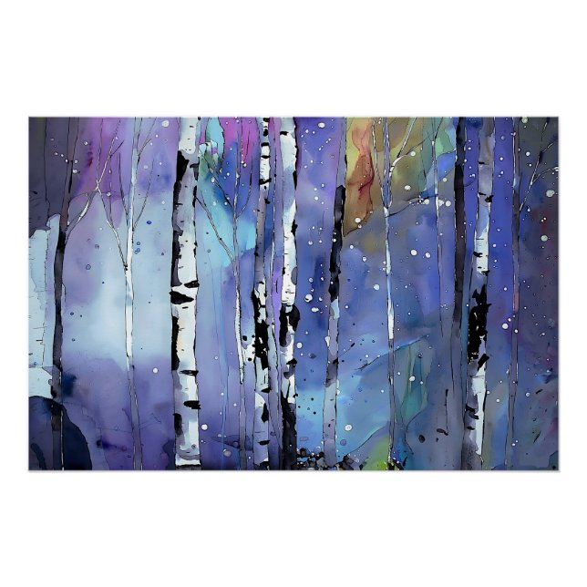 Póster O inverno no Birch Woods (Frente)