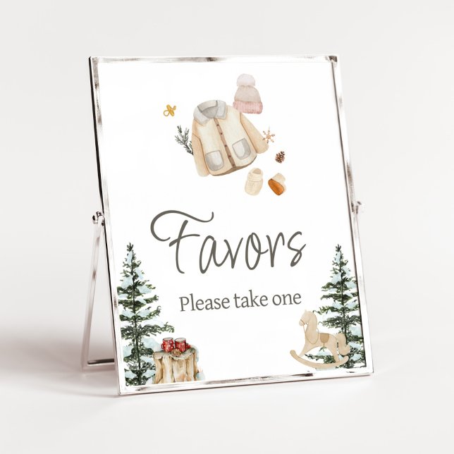 Poster O Inverno Roupa Os Favores Frio Fora Do Chá de fra (Merry Little Winter Baby Clothes Baby Shower Favors Sign)