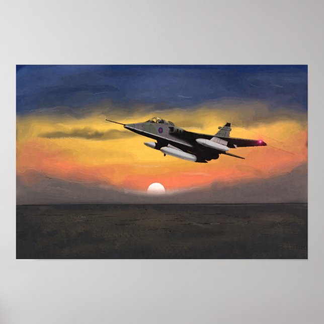 Poster O Jaguar Jet Fighter britânico de 1984 Europa. (Frente)