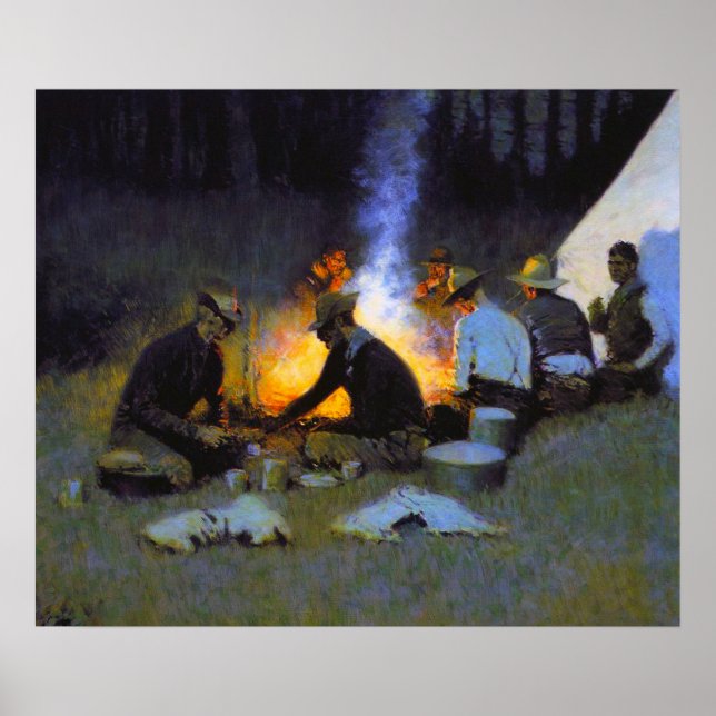 Poster O jantar dos caçadores Frederic Remington (Frente)
