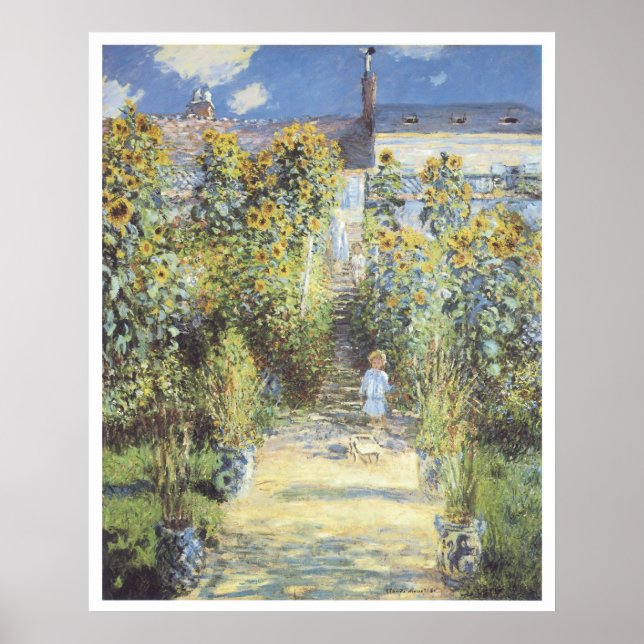 Póster O Jardim do Artista em Vetheuil, 1880 Claude Monet (Frente)