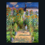 Póster O Jardim do Artista em Vetheuil, Claude Monet<br><div class="desc">O Jardim do Artista em Vetheuil. Esta é uma das paisagens mais planas já pintadas. Por volta da mesma época, Cezanne estava achatando suas naturezas-mortas distorcendo as mesas a uma orientação vertical. O Monet não consegue distorções através de uma escolha judiciosa de matéria. Uma escada de morro fornece a forma...</div>