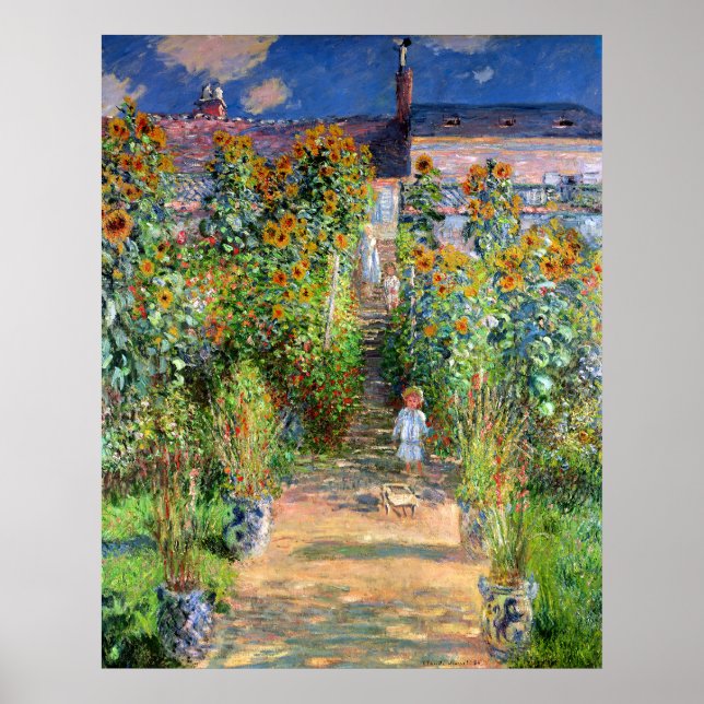 Póster O Jardim do Artista em Vetheuil, Claude Monet (Frente)