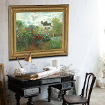 Poster O Jardim do Artista na Argentina, por Claude Monet<br><div class="desc">O Jardim do Artista argentino (Canto do Jardim com Dahlias), 1873, é uma pintura de Claude Monet que apresenta um banco de arbustos floridos, possivelmente rosas, preenche a maior parte de um jardim fechado em frente a uma casa branca. A cena é criada com dabs e traçados visíveis de vermelho...</div>