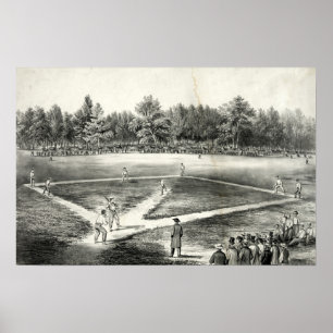 Poster O Jogo Nacional Americano do Baseball - 1866