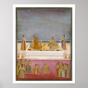 Poster O jovem Imperador Mughal Muhammad Shah em uma naut