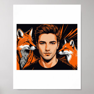 Poster O Jovem Menino E O Adesivo De Raposa Laranja 