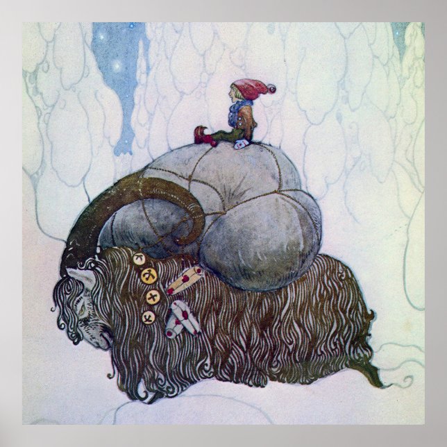 Poster "O Julbock" Cabra de Natal de John Bauer (Frente)