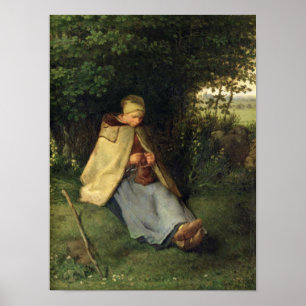 Póster O Knitter ou, o Shepherdess assentado, 1858-60