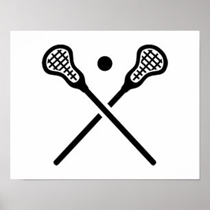 Póster O lacrosse cruzado cola a bola