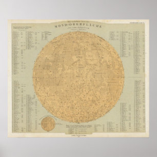 Poster O lado visível do mapa da superfície da lua