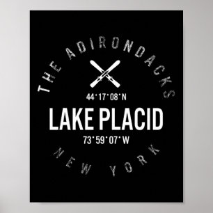Poster O lago Adirondacks Plácido Nova York esquiando Sno