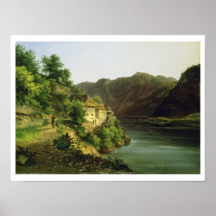 Poster O lago Hallstatter, 1824 (óleo em canvas)