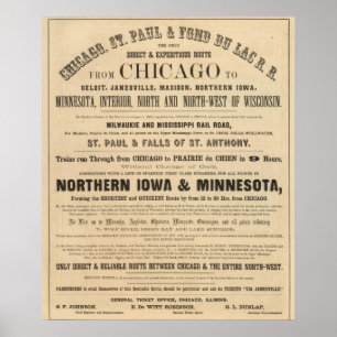 Poster O Lago Superior Iowa e propaganda de Minnesota