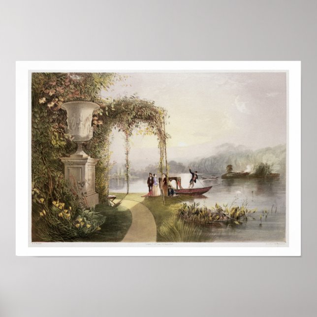 Poster O lago, Trentham Hall Gardens, dos Jardins (Frente)