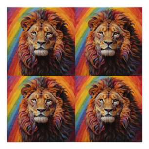 Póster o leão-arco-íris