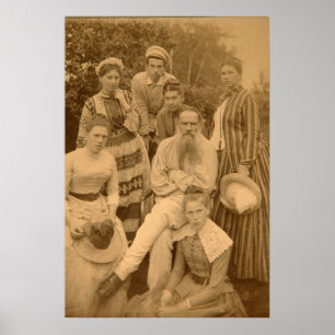 Póster O Léon Tolstói autor com sua família
