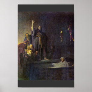 Póster O levantamento de Lazarus. Por Rembrandt Van Rijn