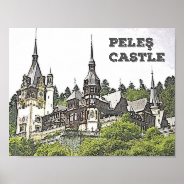 Poster O lindo Castelo de Peles na Romênia (Frente)