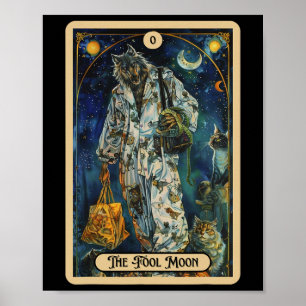 Poster O Lobisomem da Lua tola (o tolo) Halloween Tarot