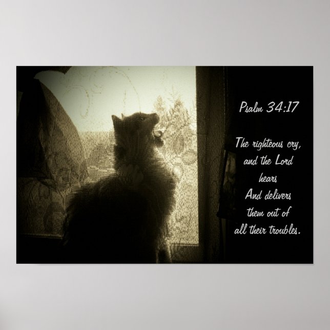 Póster O LORD Hears-Psalm 34:17 (Frente)