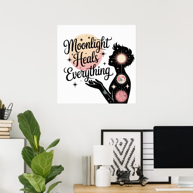 Poster O Luar Cura Tudo Místico Celestial (Escritório em casa)