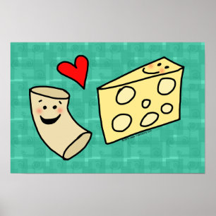Póster O Mac ama o queijo, macarrão bonito engraçado +