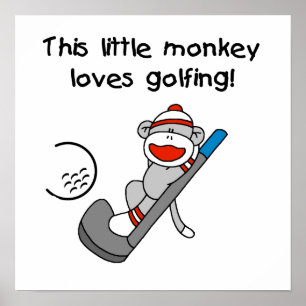 Póster O macaco ama Golfing t-shirt e presentes