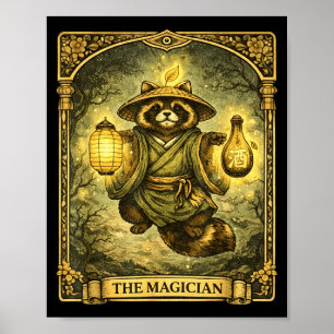 Poster O Mago Cartão Tarot Tanuki Yokai Guaxinim