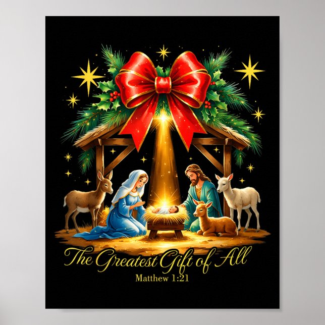 Poster O Maior Presente De Todos Natal Cristão Cristo (Frente)