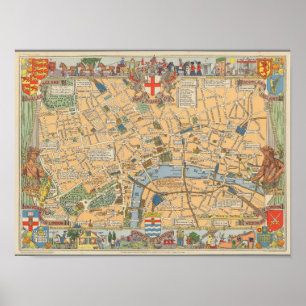 Poster O mapa das crianças de Londres, Inglaterra