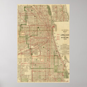 Póster O mapa de Blanchard de Chicago