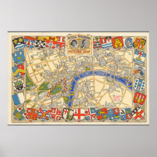 Poster O mapa de Daily Telegraph da rota real do