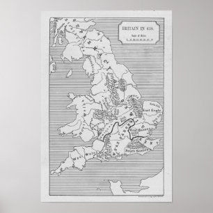 Póster O mapa de Grâ Bretanha produziu por Stanford