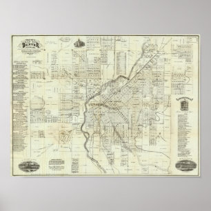 Póster O mapa de Thayer de Denver Colorado