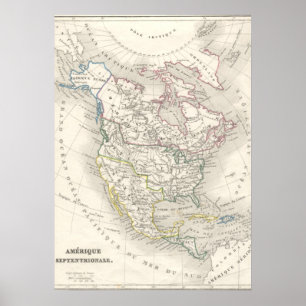 Poster O mapa de Velho Mundo do vintage traça os America