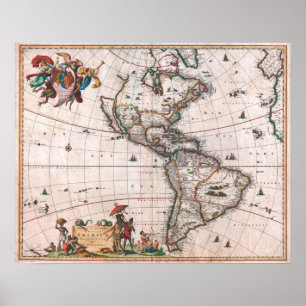 Póster O mapa de Visscher do Novo Mundo