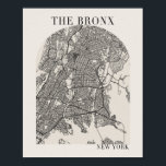 Poster O Mapa do Bronx New York Boho Arch Beige Street<br><div class="desc">O Mapa da Rua Colorida do Porco Mínimo do Bronx New York Boho</div>
