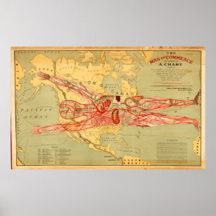 Poster O mapa do homem do comércio dos Estados Unidos (1