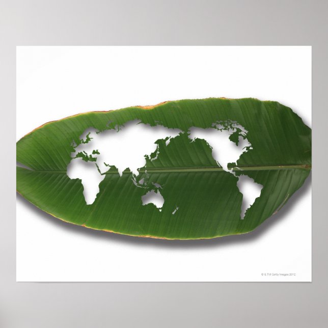 Poster O mapa do mundo foliar comido pelo verme (Frente)