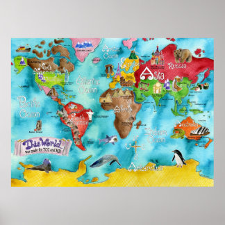 Poster O mapa infantil de Marley Ungaro "ESTE MUNDO..."