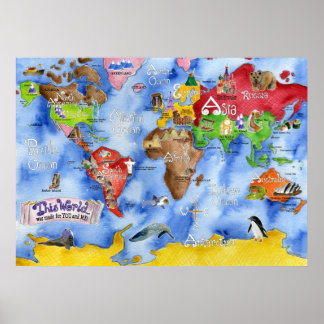 Poster O mapa infantil de Marley Ungaro "ESTE MUNDO..."