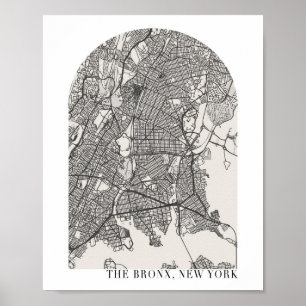Poster O Mapa Mínimo da Rua Bronx New York Boho