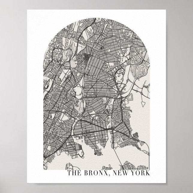 Poster O Mapa Mínimo da Rua Bronx New York Boho (Frente)