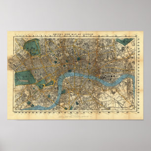 Póster O mapa novo de Smith de Londres 1860