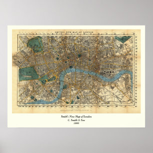 Poster O mapa novo de Smith de Londres 1860